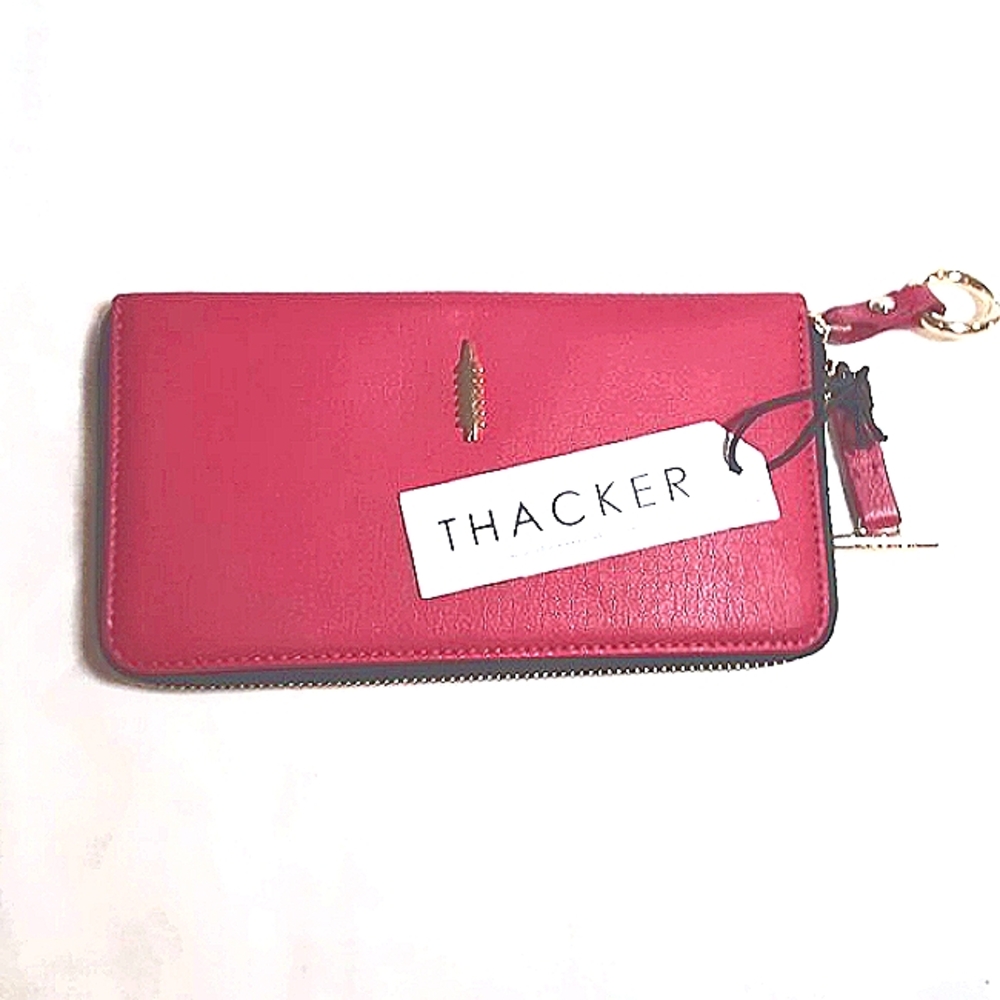 Thacker New York Camila Leather Barbie Pink Clutch Purse New with Tags